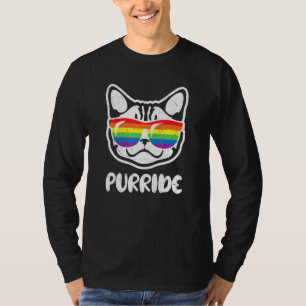 Purride Cool Cat With Lgbt Pride Colour Glasses T-Shirt