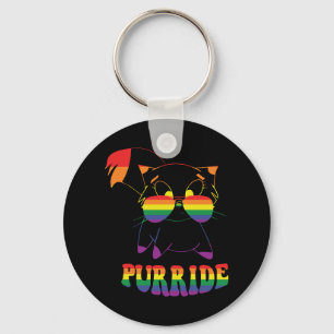 Purride Cute Gay Cat Lesbian Rainbow Keychain