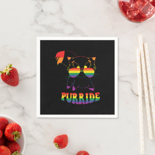 Purride   Cute Gay Cat   Lesbian   Rainbow Napkin
