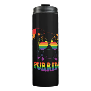Purride Cute Gay Cat Lesbian Rainbow Thermal Tumbler
