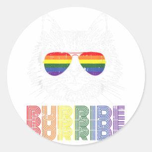 Purride Gay Pride Cute Cat Kitten Pet Lover LGBT-Q Classic Round Sticker