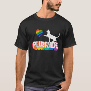 Purride Lgbtq Cat With Ally Pride Rainbow Love Pri T-Shirt