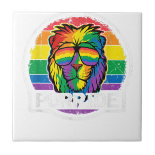 Purride Lion LGBT Colourful Cat Lion Gay Pride Rai Tile