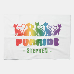 Purride – Rainbow Cat Silhouette LGBTQ+ Pride Pun Kitchen Towel