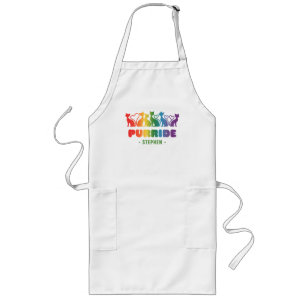 Purride – Rainbow Cat Silhouette LGBTQ+ Pride Pun Long Apron