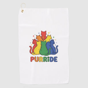 Purride Rainbow Cat Vintage Vector Design_1 Golf Towel