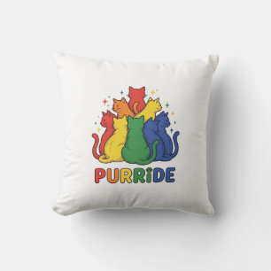 Purride Rainbow Cat Vintage Vector Design_1 Throw Pillow