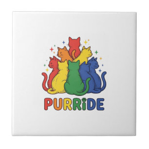 Purride Rainbow Cat Vintage Vector Design_1 Tile