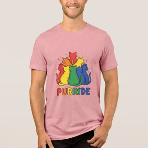 Purride Rainbow Cat Vintage Vector Design_1 Tri-Blend Shirt