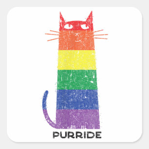 Purride Shirt LGBT Funny Gay Pride Cat Saying Grap Square Sticker