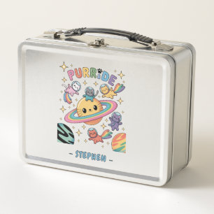 Purride Space Cats – Kawaii Astronaut Cats Metal Lunch Box