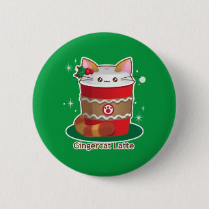 Purrista Pawfee: Cute Holiday Ginger Cat Coffee 2 Inch Round Button