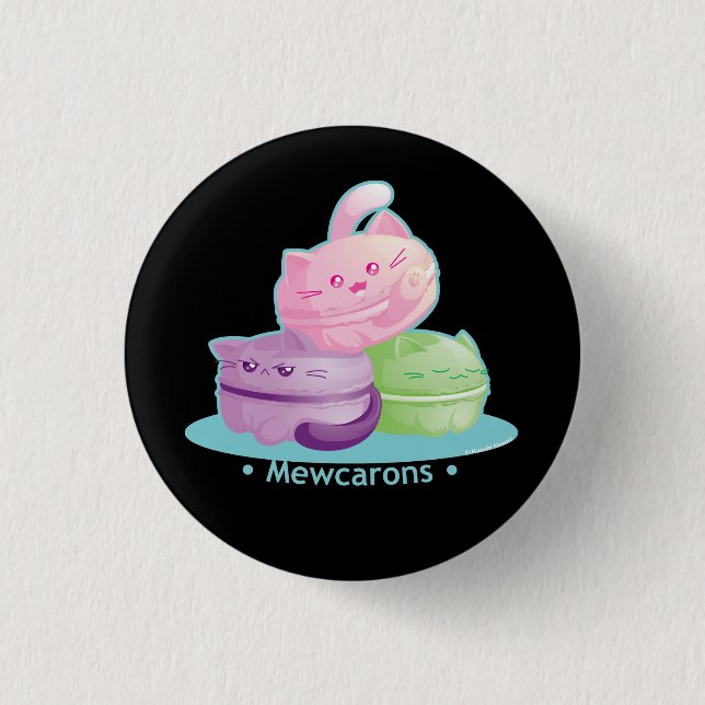 Purrista Pawfee: Cute Kitty Cat Macarons 1 Inch Round Button (Front)