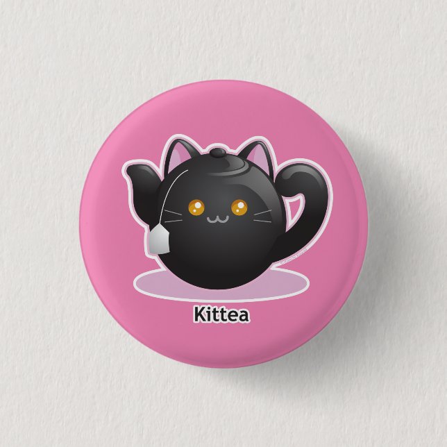 Purrista Pawfee: Kitty Tea Pot 1 Inch Round Button (Front)