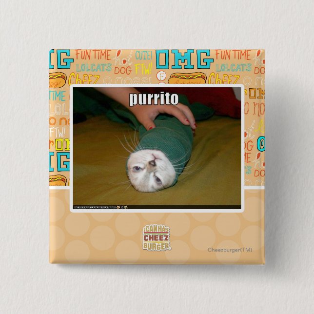 purrito 2 inch square button (Front)