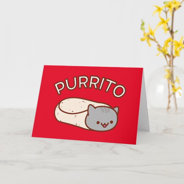 PURRITO Cat Greeting Card (Yellow Flower)