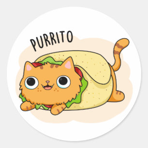 Purrito Funny Cat Burrito Pun  Classic Round Sticker
