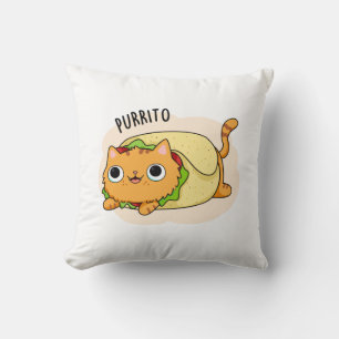 Purrito Funny Cat Burrito Pun  Throw Pillow