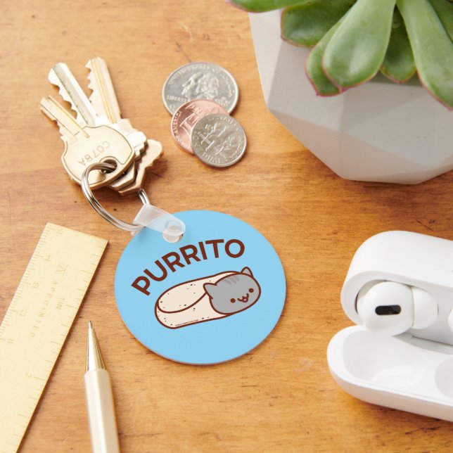 PURRITO Keychain - Funny Cat Burrito by JubbyCats (Desk)