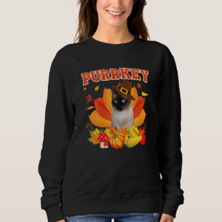 Purrkey Siamese Cat Urkey Hanksgiving Fall Pumpkin Sweatshirt