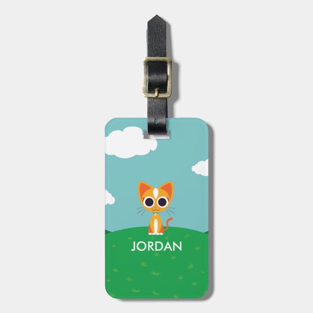 Purrl the Cat Luggage Tag (Front Vertical)