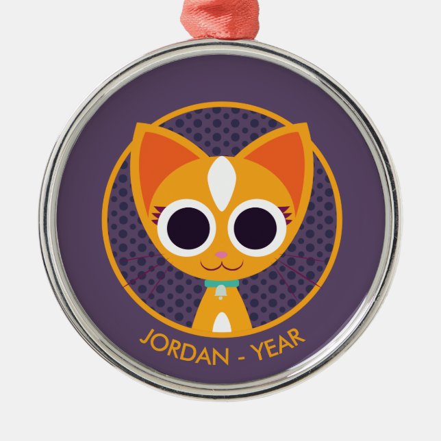 Purrl the Cat Metal Ornament (Front)
