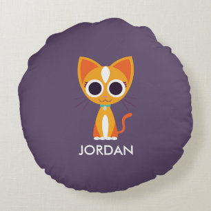 Purrl the Cat Round Pillow