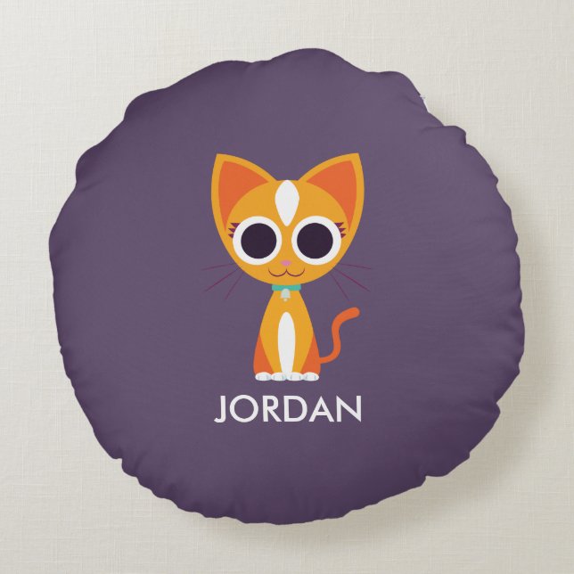 Purrl the Cat Round Pillow (Back)