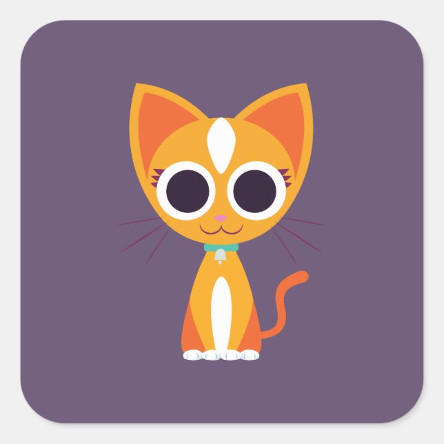 Purrl the Cat Square Sticker (Front)