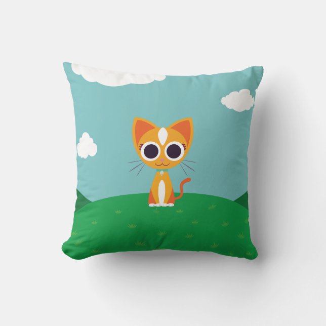 Purrl the Cat Throw Pillow (Front)