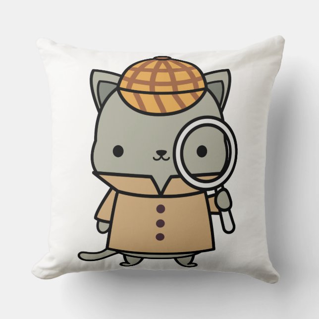 Purrlock Throw Pillow (Front)