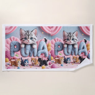 PURRMA Cute Kitten Beach Towel