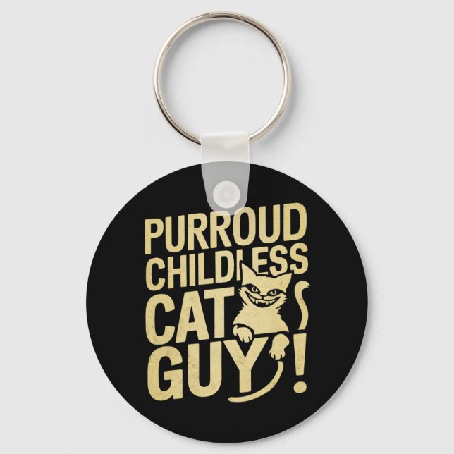 Purroud Childless Cat Guy Voting For President Keychain (Front)