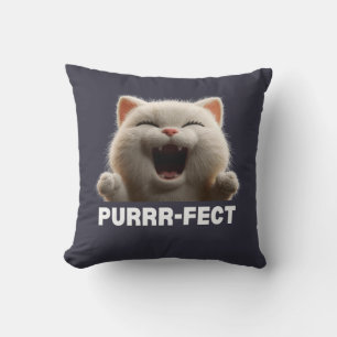 PURRR-FECT Hilarious Laughing Cat Meme T Shirt Throw Pillow