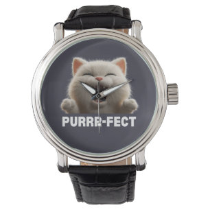 PURRR-FECT Hilarious Laughing Cat Meme T Shirt Watch