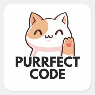 Purrrfect code square sticker