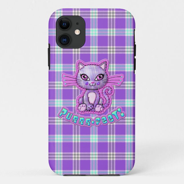 Purrrfect Kitty Cat Plaid iPhone 5 Casemate Case-Mate iPhone Case (Back)