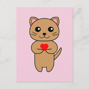 Purrrfect Love - Pink Background Postcard