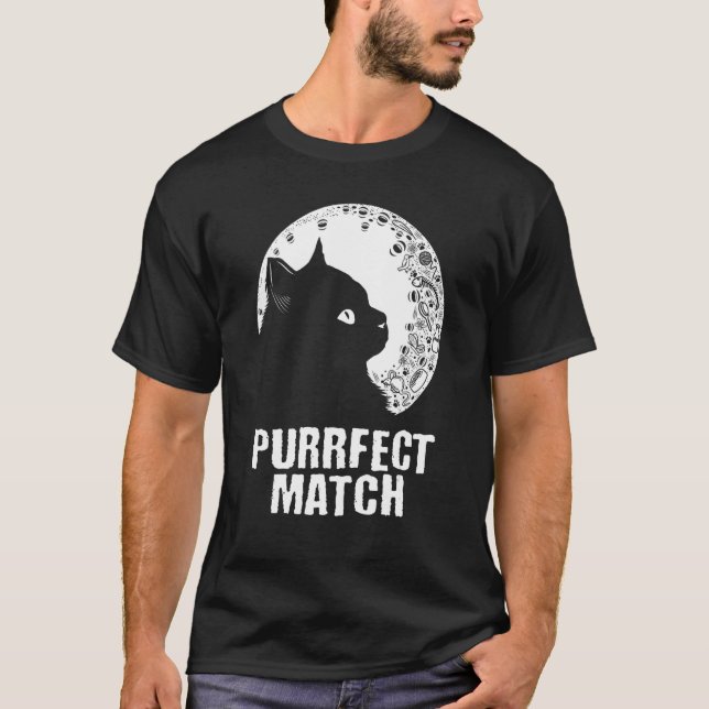 Purrrfect Match Cat Mom Couples Cat Dad   Annivers T-Shirt (Front)