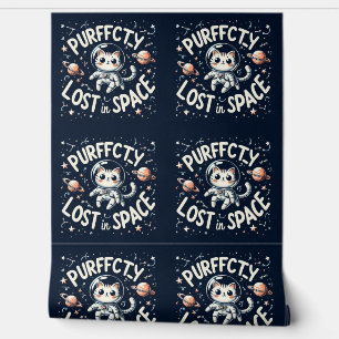 Purrrfectly Lost in Space Cute Astronaut Cat Wall 
