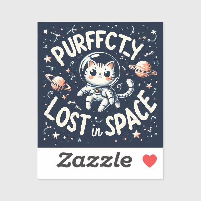 Purrrfectly Lost in Space Cute Cat Astronaut Vinyl (Sheet)