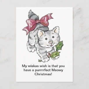Purrrrfect Meowy Christmas Holiday Postcard