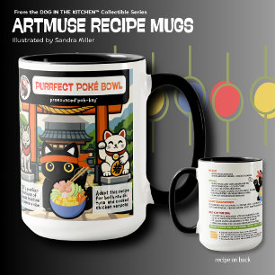 PURRRRFECT POKE BOWL- SOOT CAT  Art Muse Recipe  Mug