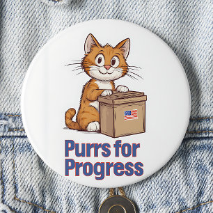 Purrs for Progress 3 Inch Round Button
