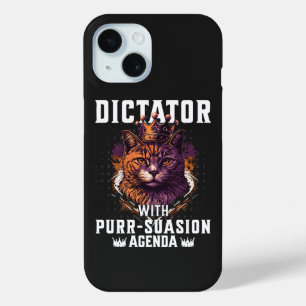 Purrsuasion Agenda Funny Bossy Cat iPhone 15 Case