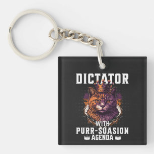 Purrsuasion Agenda Funny Bossy Cat Keychain