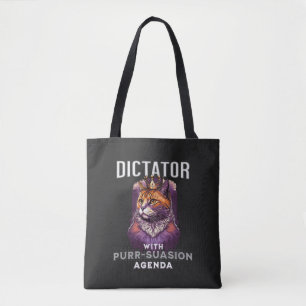 Purrsuasion Agenda Funny Cat Quote Tote Bag