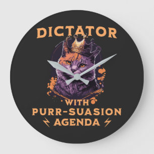 Purrsuasion Agenda Funny King Cat Large Clock