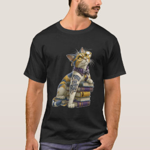 Purruse The Pages Cute Bookworm Cat with Glasses T-Shirt