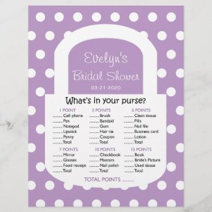 Purse Bridal Shower Game - African Violet